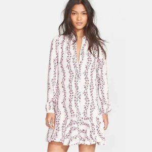 Free People | Floral Collared Button Down Ruffle Shirt Dress | Size Small